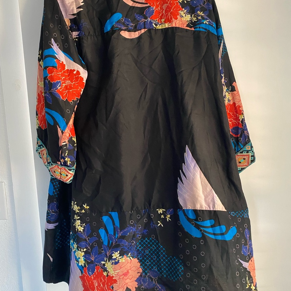 Johnyy Was reversible silk Floral Kimono with Vibrant Patterns size L - Picture 12 of 14